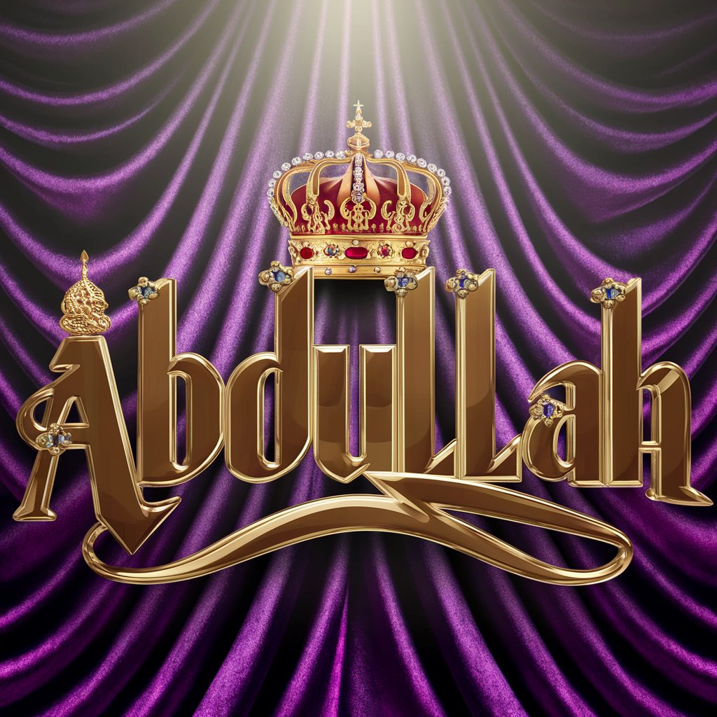 Regal 'Abdullah' in deep gold with a majestic crown and a purple velvet backdrop."