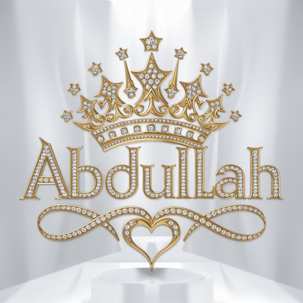 Radiant gold Abdullah with diamond details and a crown. Ideal for high-end wallpaper