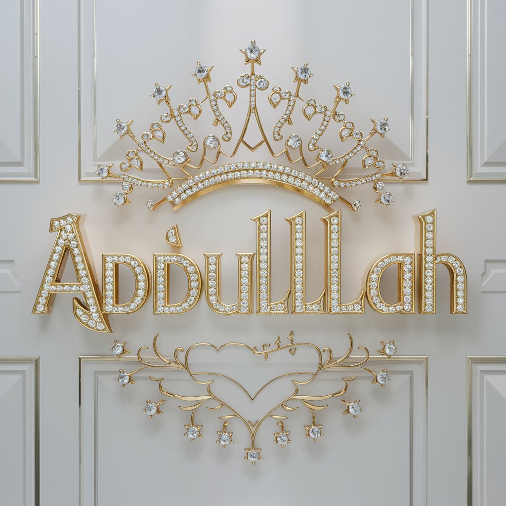 Elegant gold Abdullah with sparkling diamonds and a royal crown. Perfect for luxurious wallpaper.