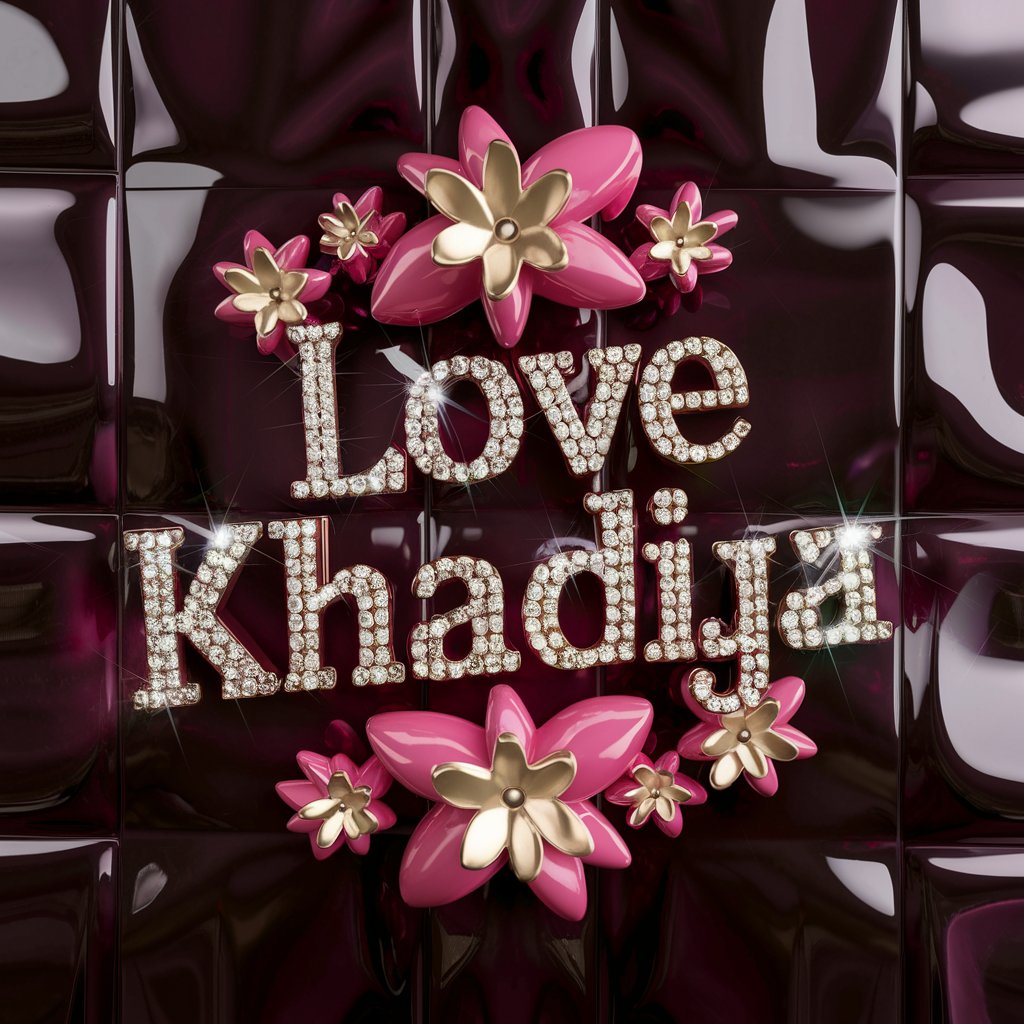 Bold and brilliant Love Khadija with floral accents. High-resolution 4K wallpaper."