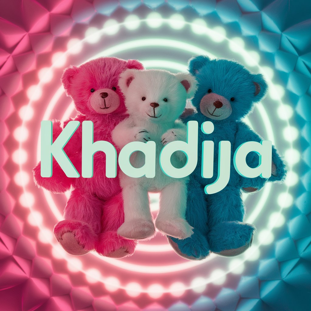 Radiant neon turquoise 'Khadija' with teddy bears on a dreamy gradient Wallpaper."