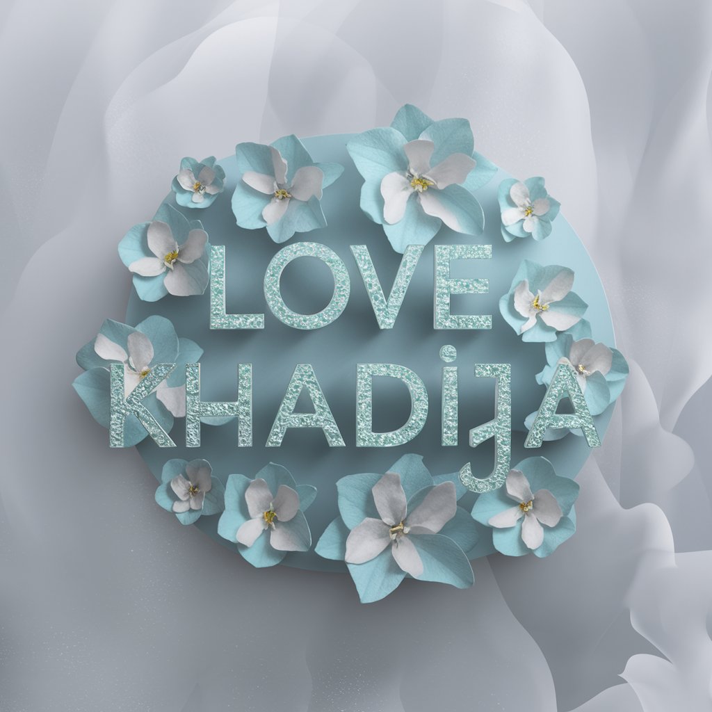 Delicate aquamarine and floral design for Love Khadija. Elegant 4K wallpaper."