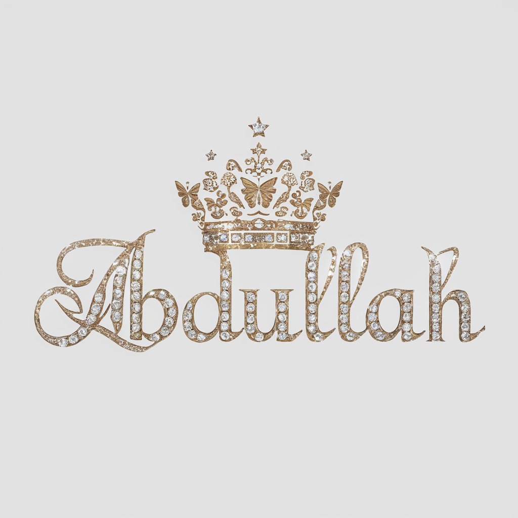 Abdullah rendered in gold with diamond accents and a crown. Elegant wallpaper design for sophistication.