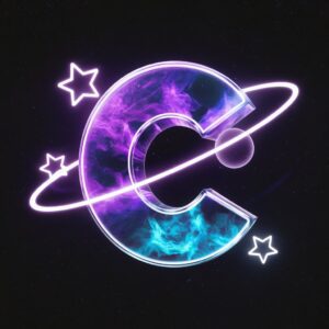 Nebula-inspired "C" name DP featuring vibrant neon colors and celestial elements.