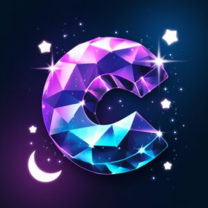 Elegant "C" name DP with a cosmic vibe, glowing stars, and neon accents.