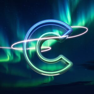 Northern Lights-themed "C" name DP featuring glowing neon hues and a cosmic feel.