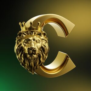 Noble-themed name DP with a luxurious gold C and a lion crown."