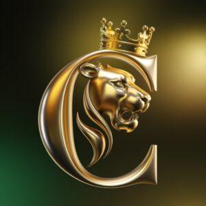 Golden letter C with a crowned lion, perfect for a prestigious name DP."