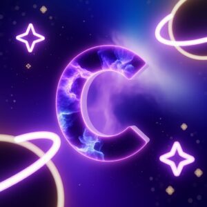 Cosmic "C" name DP with glowing neon stars and a galactic background.