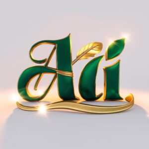 A stunning name DP with "Ali" in emerald-green and gold, crowned with regal beauty.