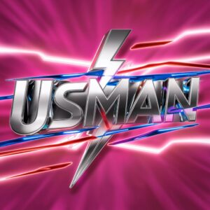 Powerful Usman Name DP with sleek silver lettering and electric highlights on a neon pink background