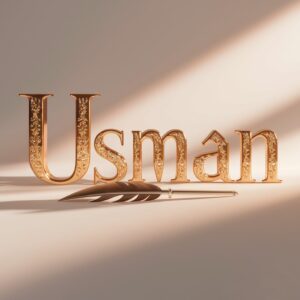 Elegant Usman Name DP in a serif font with gold details and ambient lighting.