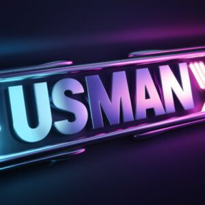 Neon Usman Name DP with bold, glowing letters in blue and purple on a black background.