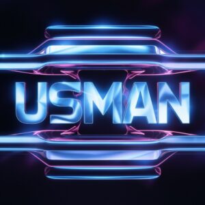 Futuristic Usman Name DP featuring vibrant neon-lit typography and metallic accents.