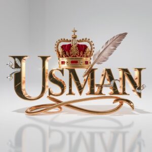 Elegant Usman Name DP featuring a radiant golden font crowned with sophistication."