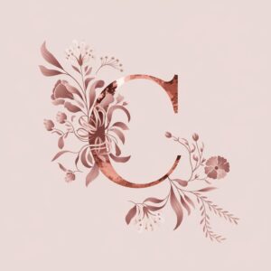 Pastel and rose gold C name DP with floral accents."