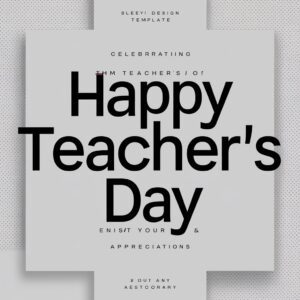 Minimalist 'Happy Teacher's Day' template with strong typography and a subtle textured background."