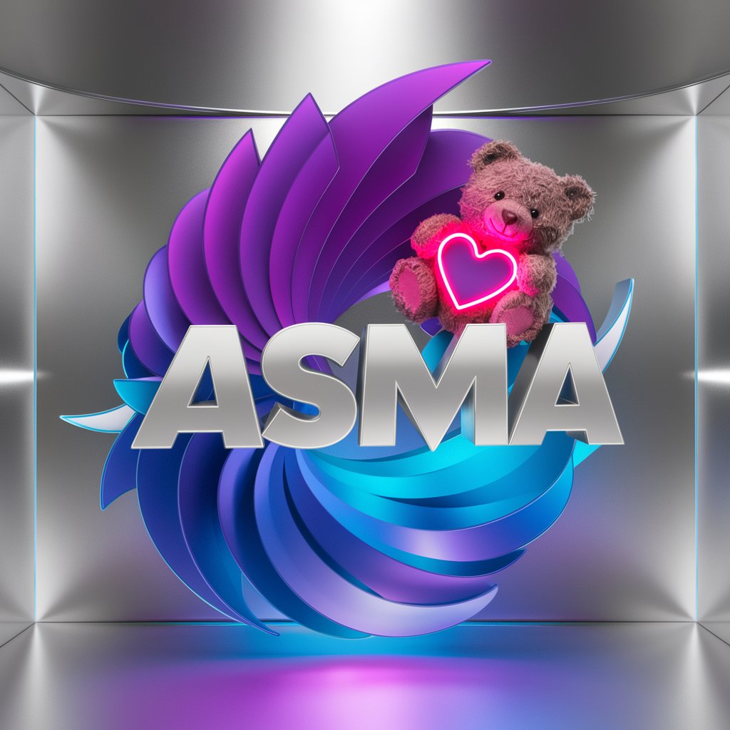 Asma 3D logo with vibrant purple-to-blue gradient and teddy bear, perfect for wallpaper."