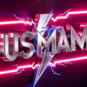 Edgy Usman Name DP featuring a lightning bolt and vibrant colors on a pulsating neon pink backdrop."