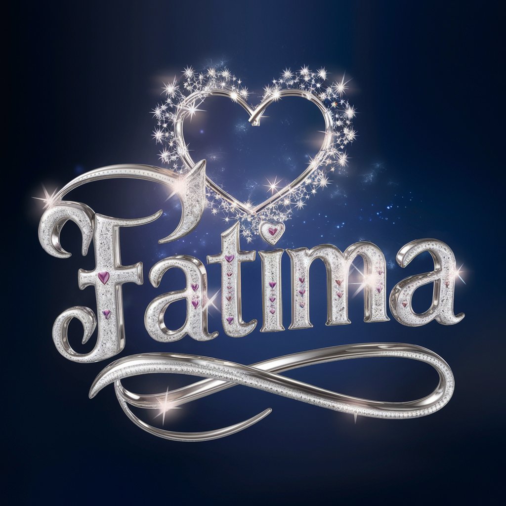 Platinum 'Fatima' with radiant heart motifs and star-like embellishments, set against a midnight blue backdrop."