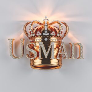 Exquisite Usman Name DP with crystal text and a gold crown on a clean white background.