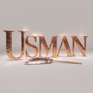 Classic Usman Name DP featuring luxurious gold letters and a regal quill.