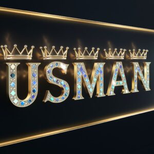 Elegant Usman Name DP featuring diamonds and neon lights for a high-end look.