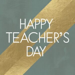 Clean and minimalist design with bold 'Happy Teacher's Day' typography on a solid textured background