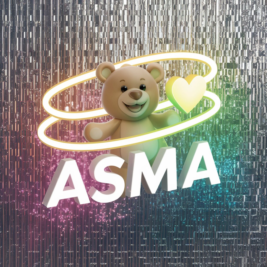 Bright yellow-to-green gradient 'Asma' logo with neon teddy bear, designed for wallpaper."