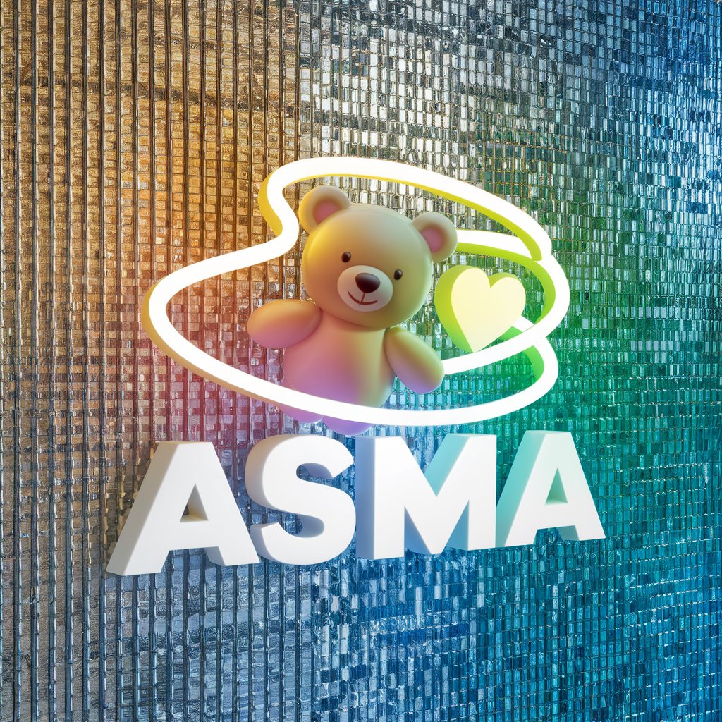 Playful teddy bear and neon lights in 'Asma' 3D logo, perfect for a lively wallpaper."