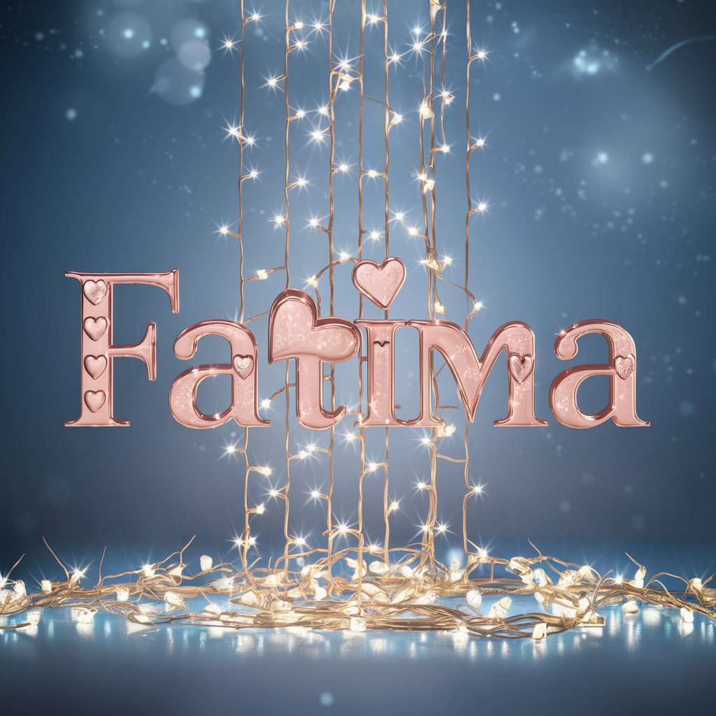 Beautiful 'Fatima' in rose gold with delicate hearts and magical blue lights, exuding elegance and enchantment."