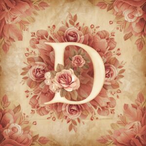 Romantic pastel florals and vintage-style 'D' create a timeless name DP."