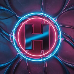 Bold neon light H name DP with vibrant colors