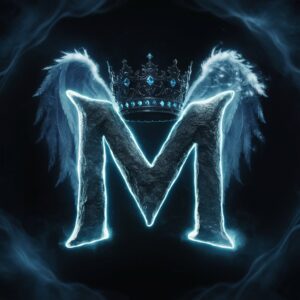 Mystical Gothic Name DP with a dark-themed "M" outlined in blue light and a ghostly crown.