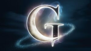 G Name DP glowing in mystical silver with crescent moon and stars"