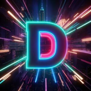 Energetic neon design with a glowing letter 'D' perfect for a striking name DP."