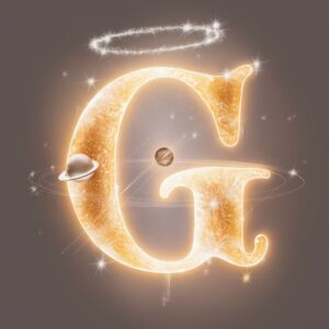 G Name DP in radiant gold and white with glowing celestial elements