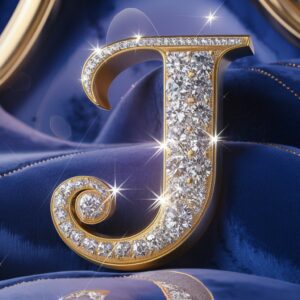 Radiant gold "J" with a dazzling diamond shine, a beautiful option for a luxurious name DP.