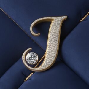 Shiny gold letter "J" wrapped in diamonds, ideal for a glamorous and luxurious name DP.