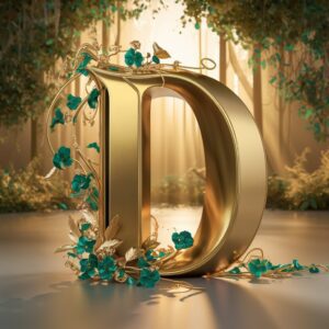 Serene forest backdrop and golden letter 'D' create a refined name DP design