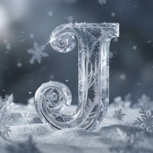 Frost-covered "J" in a cold landscape, ideal for a unique and elegant frozen-themed name DP.