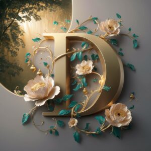 Emerald green vines and golden 'D' make an elegant nature-themed name DP