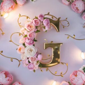 Delicate gold "G" adorned with blooming flowers, a perfect elegant name DP design.