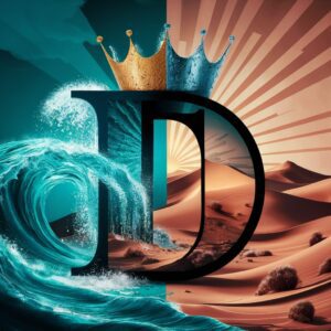 Dynamic ocean and desert-themed name DP image with the letter 'D' in vivid colors