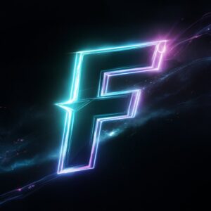 Neon letters of the name "F" float in space, enhanced by sparkling stars in this striking name DP.