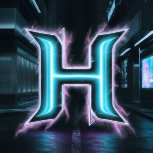 Glowing neon H name wallpaper with an edgy urban look