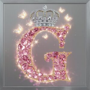 Majestic "G" with shimmering butterflies and crown details, perfect for a glamorous name DP.