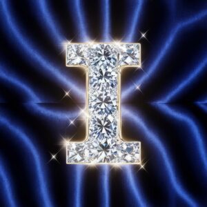 Shiny diamond 'I' letter with a velvet backdrop, perfect for name wallpapers