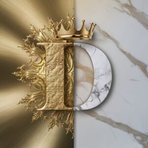 Luxurious name DP image with the letter 'D' in gold and marble, exuding elegance."