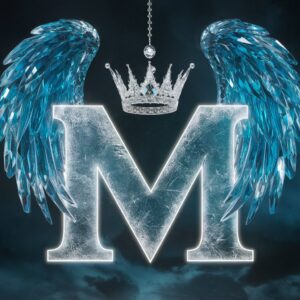 Mystic Name DP featuring a crystalline "M" outlined in silver light with glowing crystal wings.